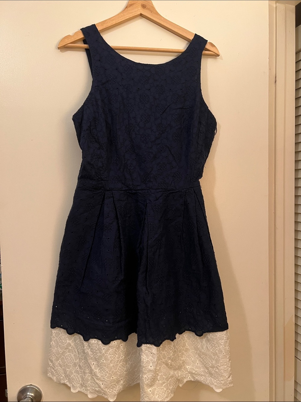 Tommy Hilfiger Navy Dress with White Lace Hem